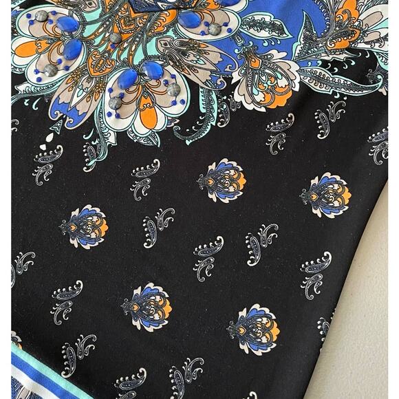 Alfani Boho Paisley Long Sleeve Scoop‎ Neck Knee Length Dress Black Women's XS - Picture 11 of 11